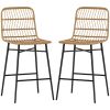 HOMCOM Rattan Counter Bar Stools Set of 2, 26" Counter Height Barstools with Back, Bar Chairs for Kitchen Island, Brown