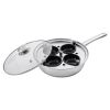 Egg Poacher Pan, 4-Cup Poached Egg Maker, Stainless Steel Poaching Pan and Frying Skillet, with 4 Nonsitck Detachable Large Cups, Lid