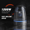 1.7L Glass Boiler Electric Tea Kettle with Blue LED Indicator Light, Silver