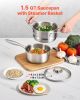 VEVOR 1.5 QT Saucepan with Steamer, Stainless Steel Saucepan with Glass Lid, Multipurpose Nonstick Stainless Steel Sauce Pot with Ergonomic Handle