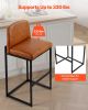 Bar Stool Set of 4, 27 inch Counter Height Stools, Modern PU Leather Counter Barstool with Backrest, Metal Legs, Easy Assembly Armless Bar Chair