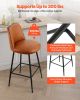 Bar Stool Set of 3, 27 inch Counter Height Swivel Stools, Modern PU Leather Counter Barstool with Backrest and Metal Legs, Armless Bar Chair