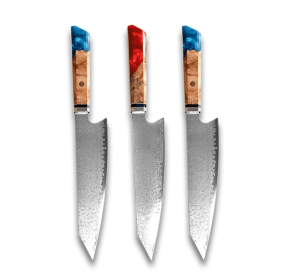 Chef's Knife For Japanese Cuisine In Damascus (Option: Red Blue Blue-34.7cm)
