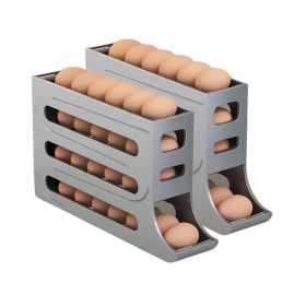2pcs Kitchen Eggs Organizer 4-layer Slide Refrigerator Eggs Rack (Type: Eggs Rack, Color: Grey)