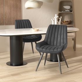 Modern Dining Chairs, Comfortable Dining Room Chairs with Thick Cushions, Fabric Upholstered Side Chairs with Metal Legs for Kitchen (COUNT: 2 Set, Color: Black)