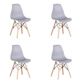 Set of 4 Modern Style Dining Chair, Shell Lounge Plastic Chair for Kitchen, Dining, Bedroom (Color: gray)