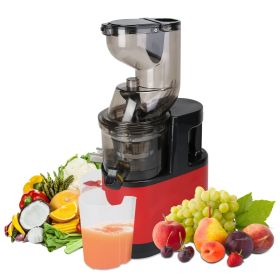 Cold Press Juicer Machine 300W Electric Slow Masticating Juicer for Whole Vegetable and Fruit with Reverse Function 2 Containers Cleaning Brush Clear (Color: Red)