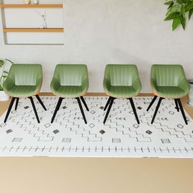 A set of 4 dining chairs, medieval modern kitchen dining chair, PU decorative chairs with black metal legs, suitable for home&kitchen (Color: Green+Orange)